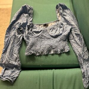 Cotton Candy Crop Top in Blue with Smocked Design